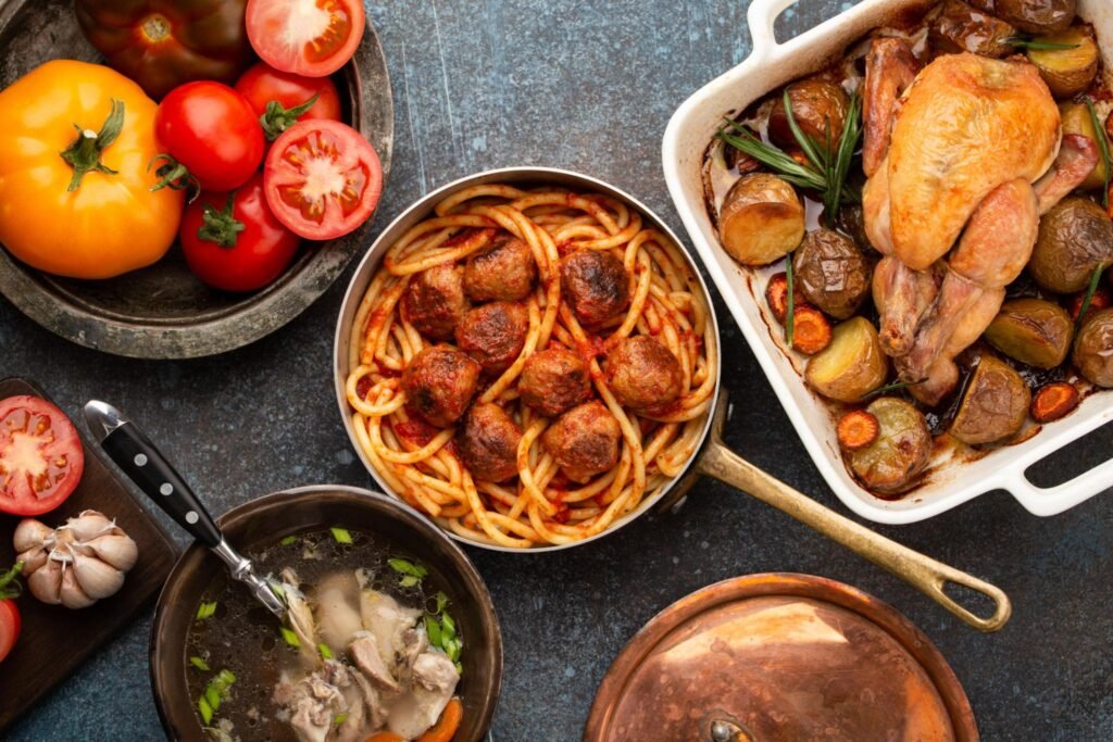 Easy homemade meal with colorful vegetables