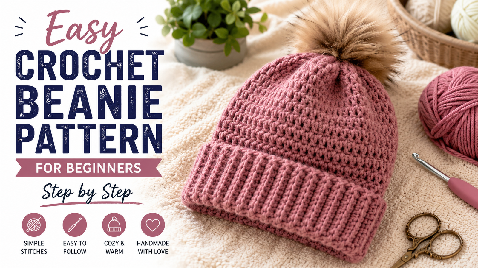 How to crochet a beanie for beginners step by step