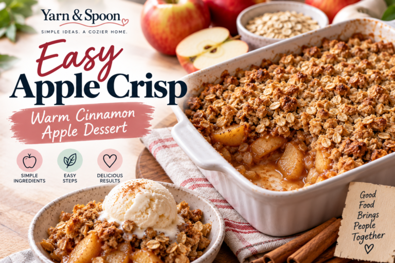 Easy apple crisp with warm cinnamon apples and oat topping
