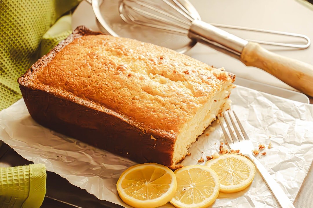 Sliced homemade lemon loaf cake