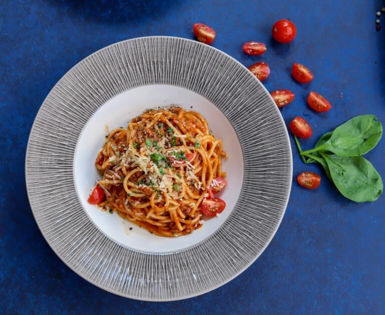 Easy tomato basil pasta in a bowl