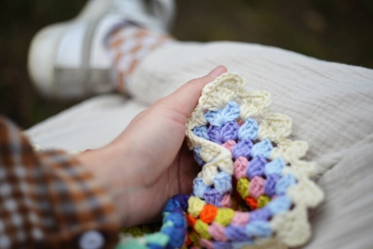 Crochet border on a handmade blanket