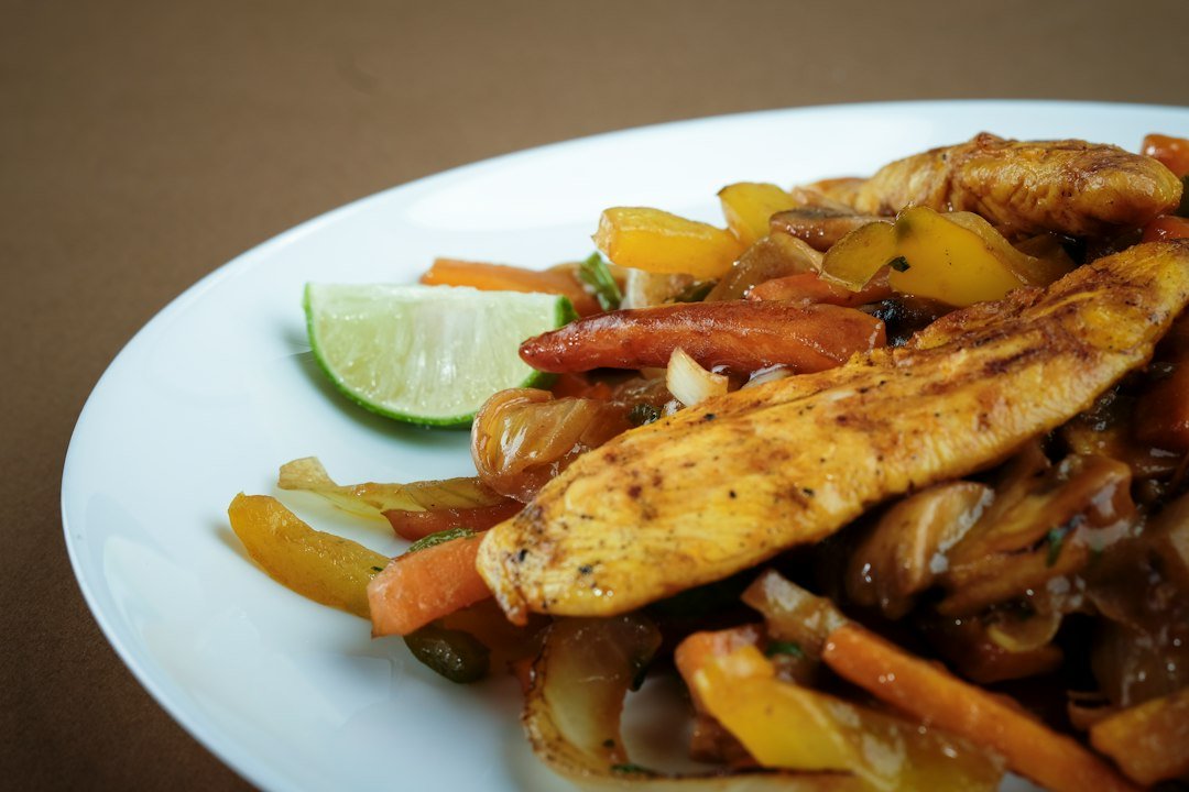 Chicken fajita skillet with peppers and onions