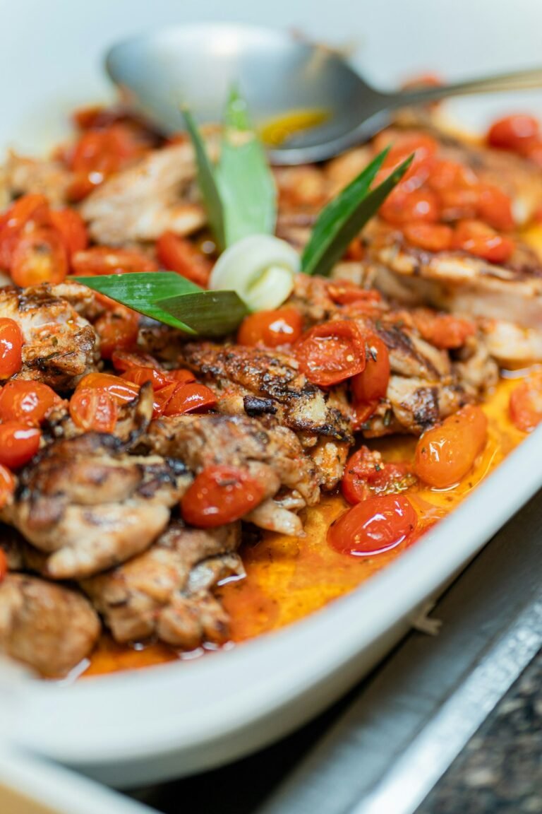 Chicken with tomatoes and herbs for a creamy Tuscan-style skillet dinner
