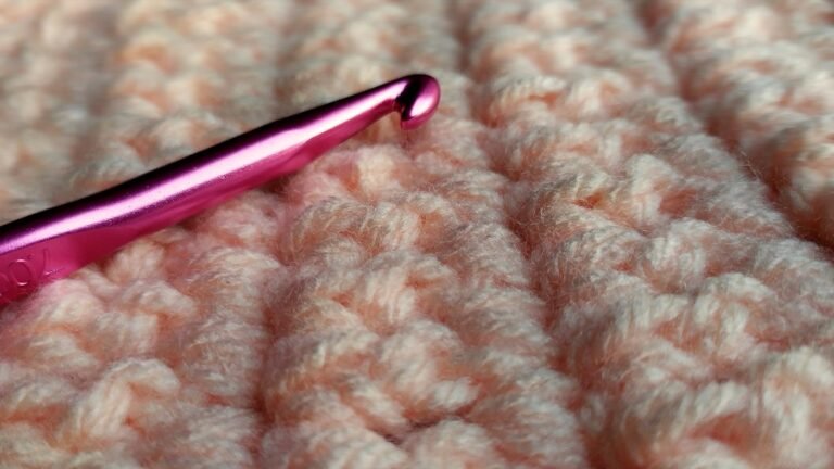 Crochet ribbing and crochet hook close up