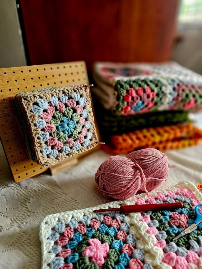Crochet project and tools for blocking crochet